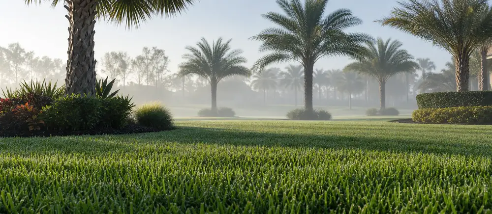 misty dewy lawn